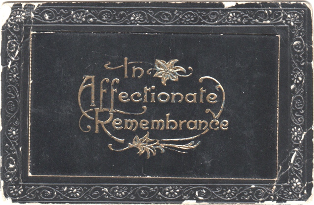 The front of the little Memorial card