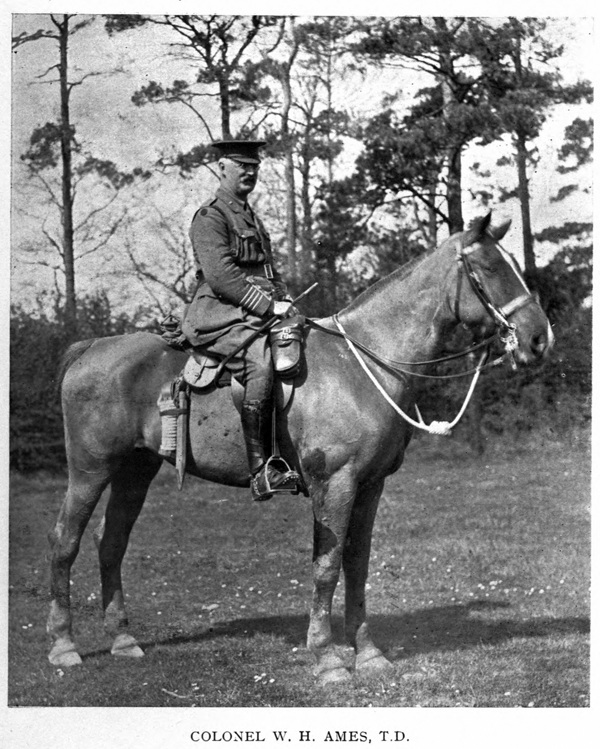 Col W.H. Ames on horseback. From Oxford Men by Joseph Foster