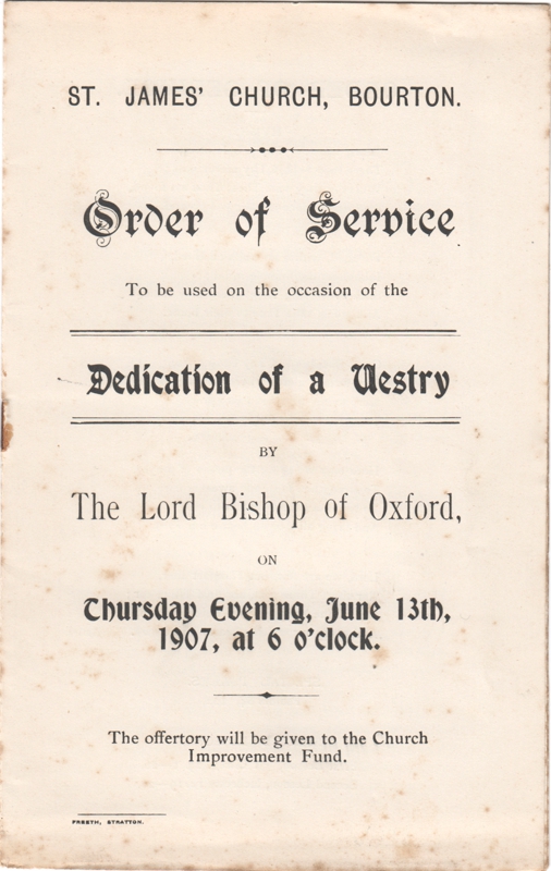 Dedication of the new Vestry