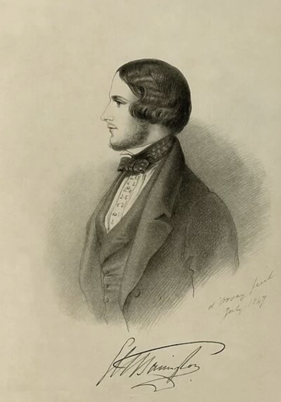 A portrait engraving of the 7th Viscount by Richard James Lane